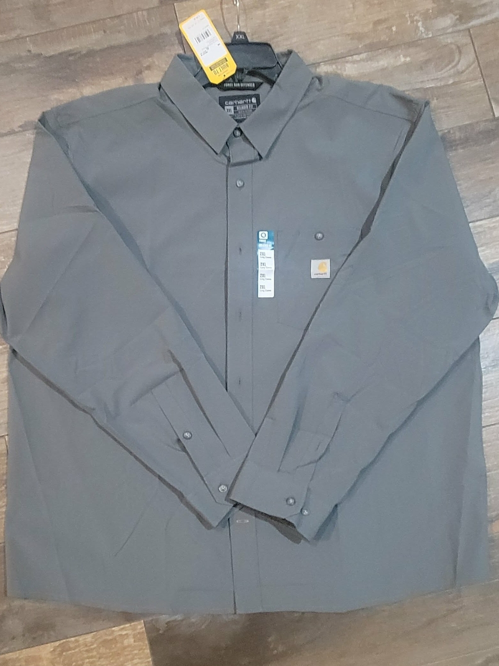 Carhartt Men’s Charcoal Long-Sleeve Button-Up Shirt 2XL